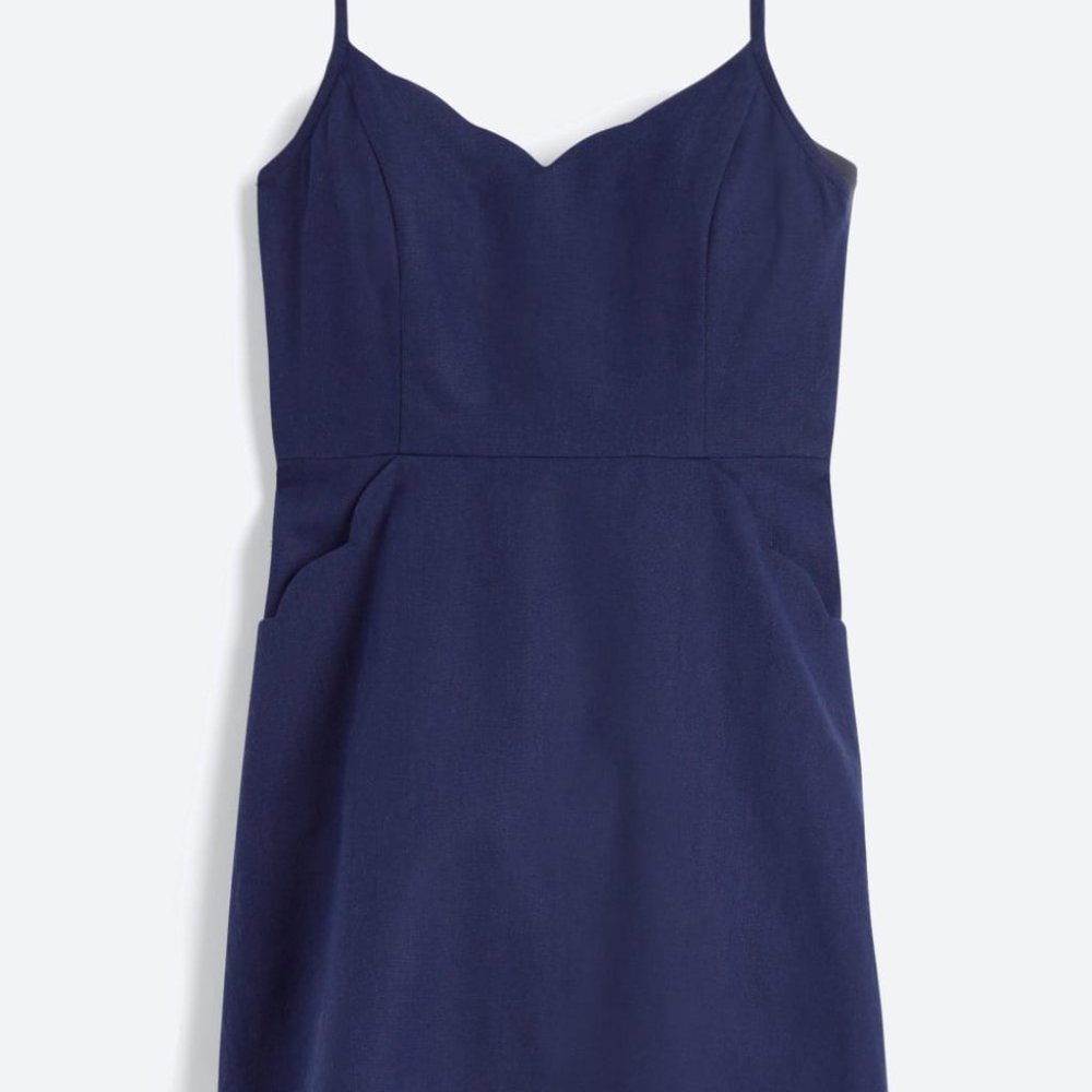 PIXLEY Crissie Scallop Detail Linen Dress